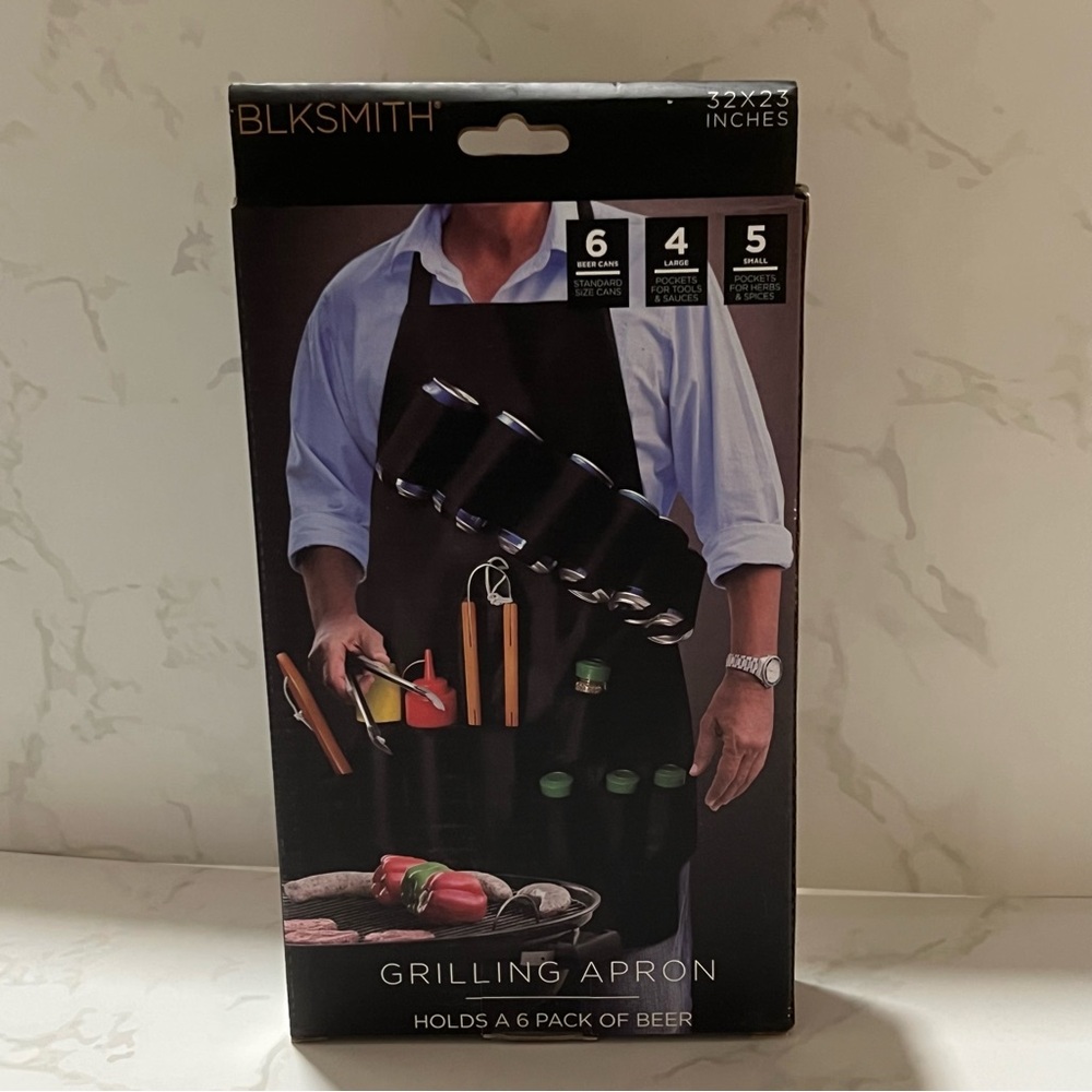 BLKSMITH Grilling Apron & Beer Holder - New in Box!
